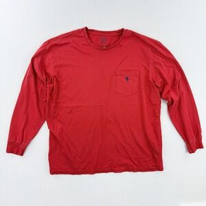 POLO RALPH LAUREN Long Sleeve Pocket Tshirt Size LARGE Mens Red Pony‎